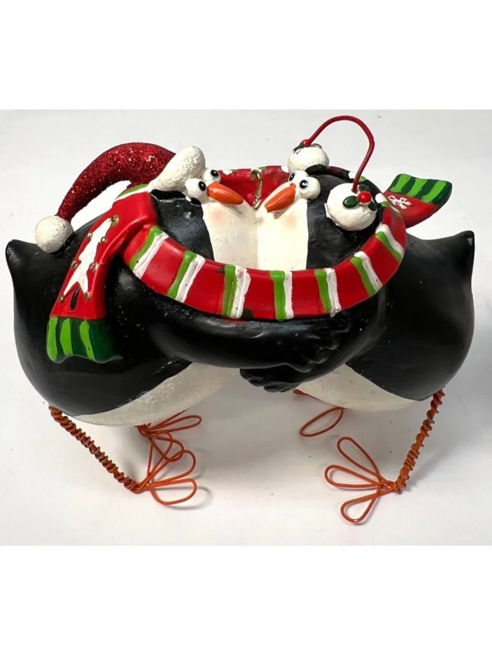 Penguin & Snowman Christmas Figurines With Scarves & Hats - Festive Holiday